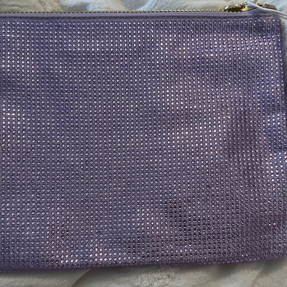NWT purple crystal flat pouch